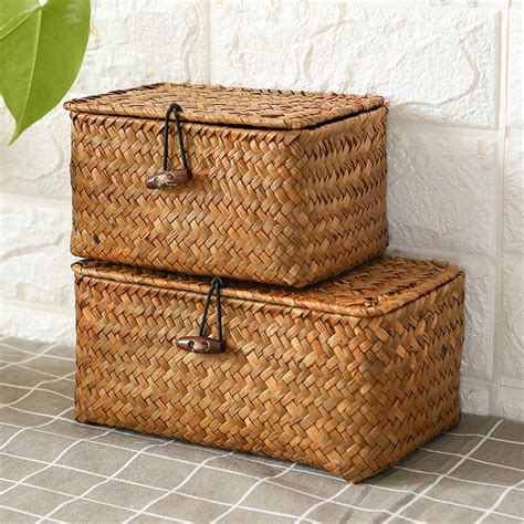 box metal straw|decorative straw baskets.